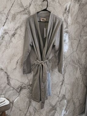 UGG Men's Alven Gray Robe with Tie Belt